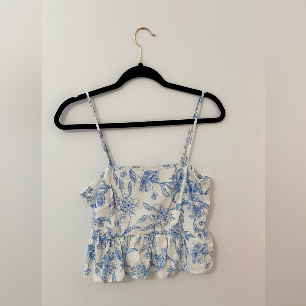 Floral Blue and White Women's Top